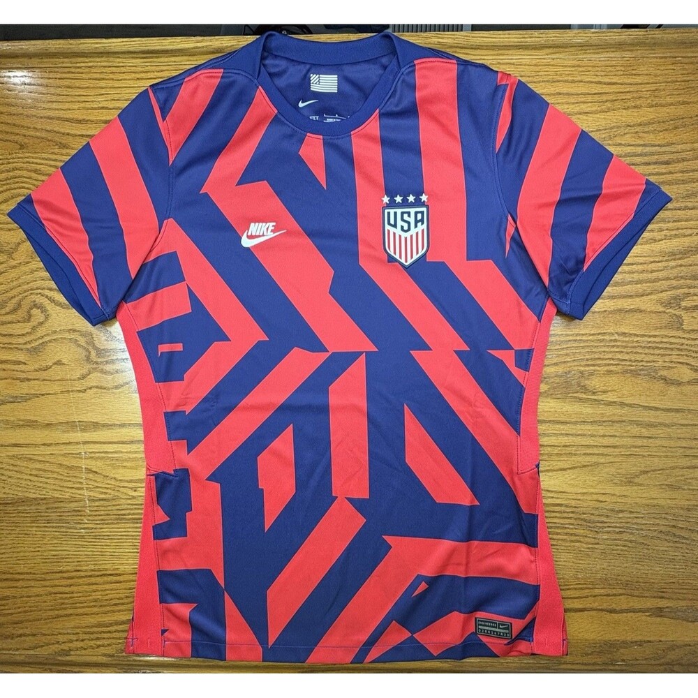 Nike USWNT Away Jersey Womens Large 2021 USA Soccer Blue Red 4 Star CZ4317-422